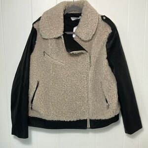 Peter Som Collective Faux Shearling Moto Jacket vegan grunge‎ size 6